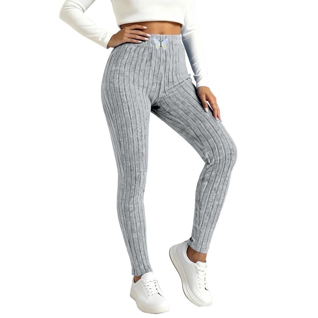 Women's Leggings, High-waisted Stretch Ribbed Knit Casual Trousers, Comfortable And Warm Sweater Pants, Soft Loungewear.