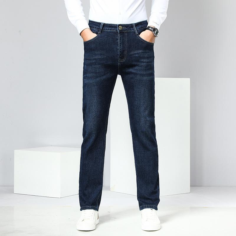 

2024 Осень и зима Толстые мужские облегающие прямые эластичные деловые повседневные свободные длинные брюки для мужчин 28