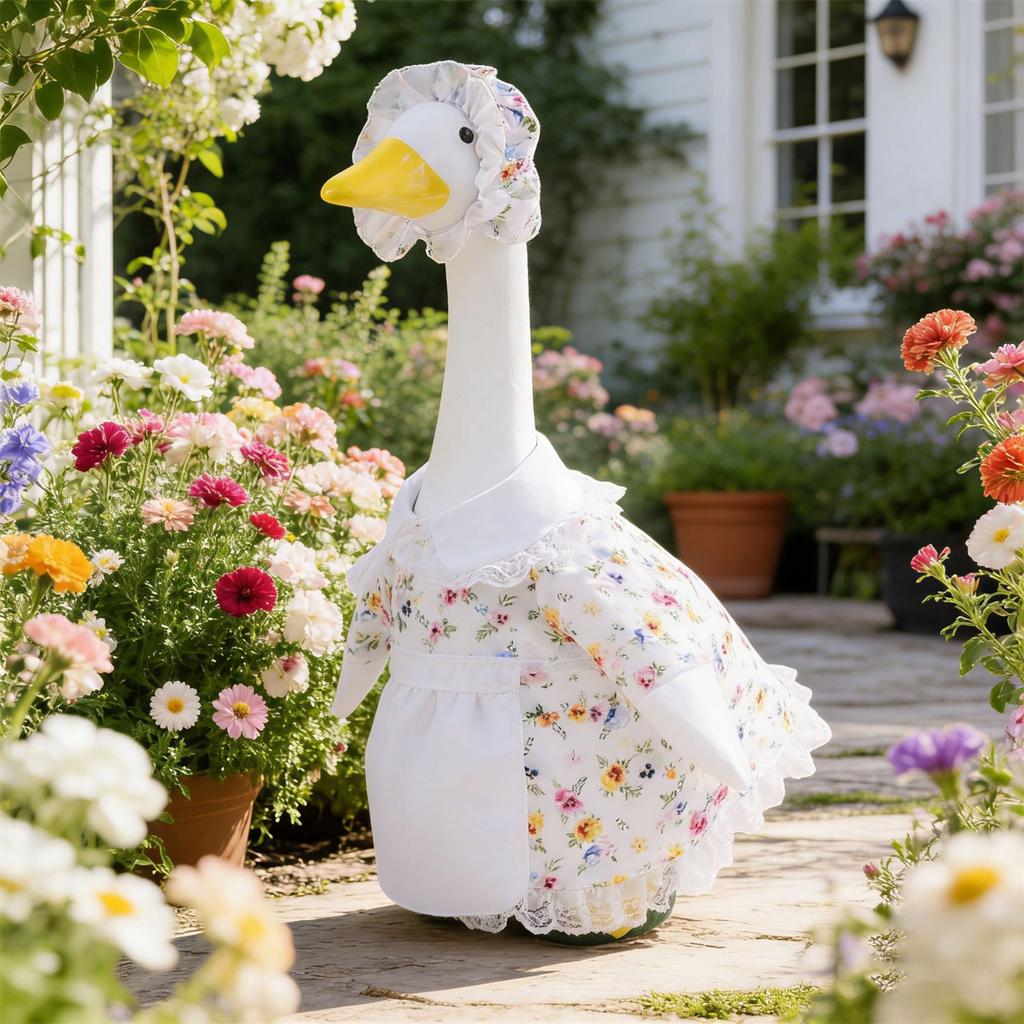 Lovely Spring Geese Dress 23inch Geese Statue Outfit For Porch Decoration Cartoon Easter Celebration Accessory