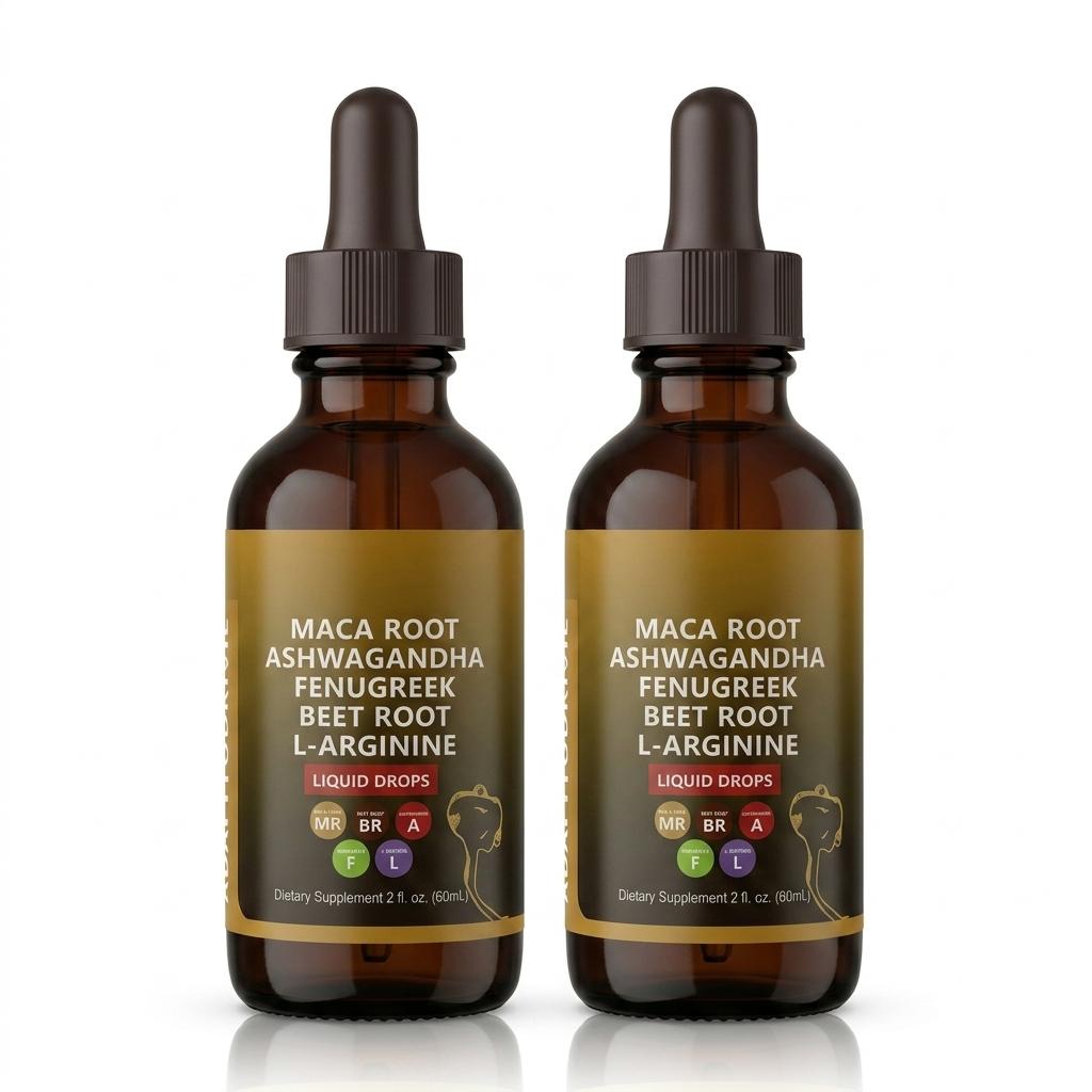 Maca Root Liquid Drops with Ashwagandha, Fenugreek, Beet Root and L-Arginine Liquid Multivitamin for Women and Men
