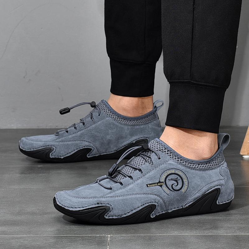 Pánské ručně vyráběné kožené tenisky Outdoorová vycházková obuv Prodyšná Šněrovací vycházková obuv pro řidiče