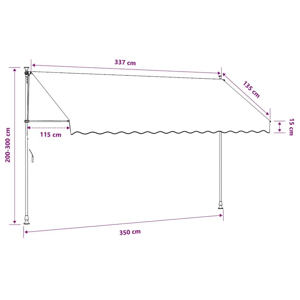 Manual Retractable Awning 350 Cm Orange White Striped