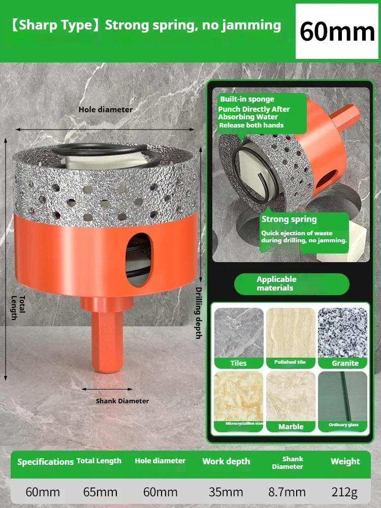 BAOLIAN Automatic Discharge of Waste Material Hole Saw Hexagonal Shank Brazed Dry Ceramic Tile Diamond Drill Bit