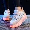 28-38 Children's Plus Size Two Wheels Disassembled Into Flat Sports Shoes LED Illuminated Sports Shoes Children's Shoes Board Shoes