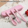 3Pcs Wheat Straw Dinnerware Set Portable Tableware Knife Fork Spoon Eco-Friendly Travel Cutlery Set Utensil Box Chopsticks Set