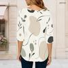 Women Plus Size Round Neck Half Sleeve Printed T Shirt Curved Hem