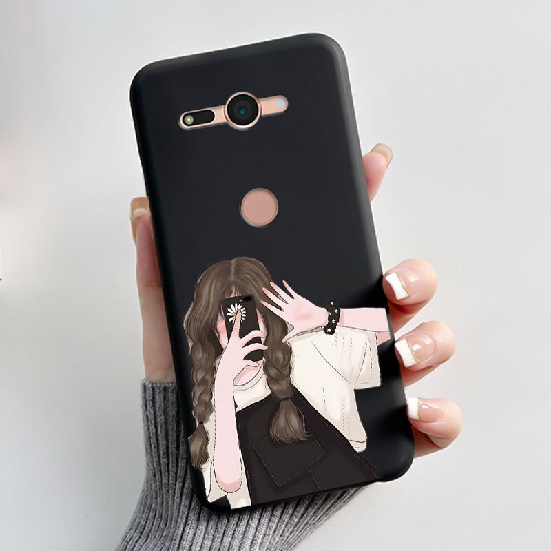 Cute Black Case Phone Case For Sony Xperia XZ2 Compact/SO-05K Protective Shockproof Soft Cover Lovely Fluffy White Bunny