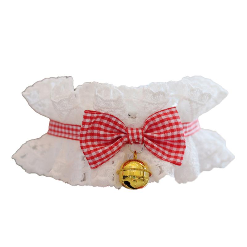 Fashionable Pets  Lace  Collar With Bell Bowknot Bib Breathable Necklace Accessories Decoration For