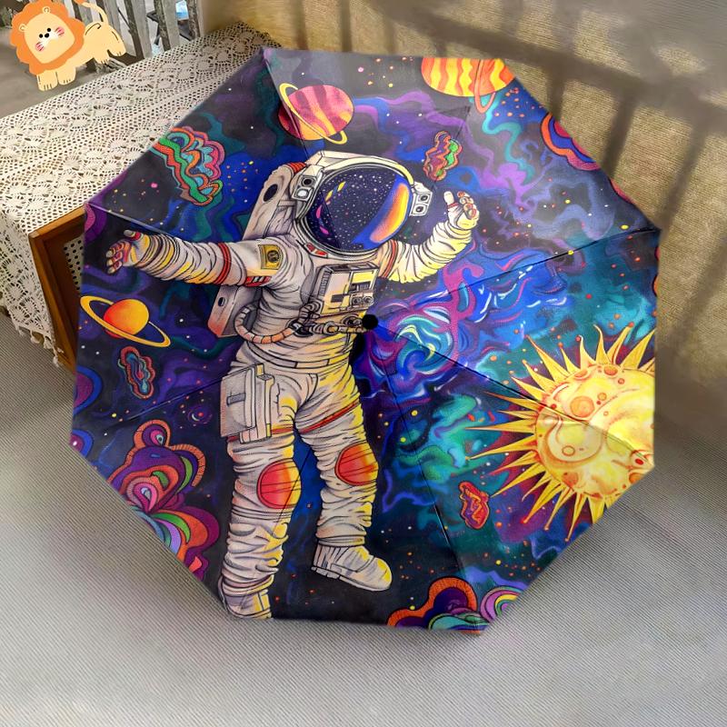 1 PC Automatic Folding Umbrella - outer space Pattern, Portable & Foldable Design with 8 Ribs, Christmas Birthday Gifts
