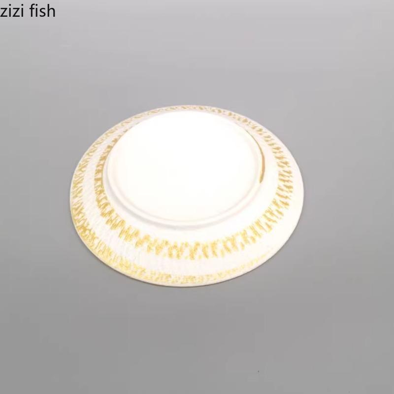 Ceramic Tableware Round Dining Plate Sashimi Dish Sushi Plate Dessert Plates Snack Tray Fruit Bowl Dim Sum Dish Steak Plates