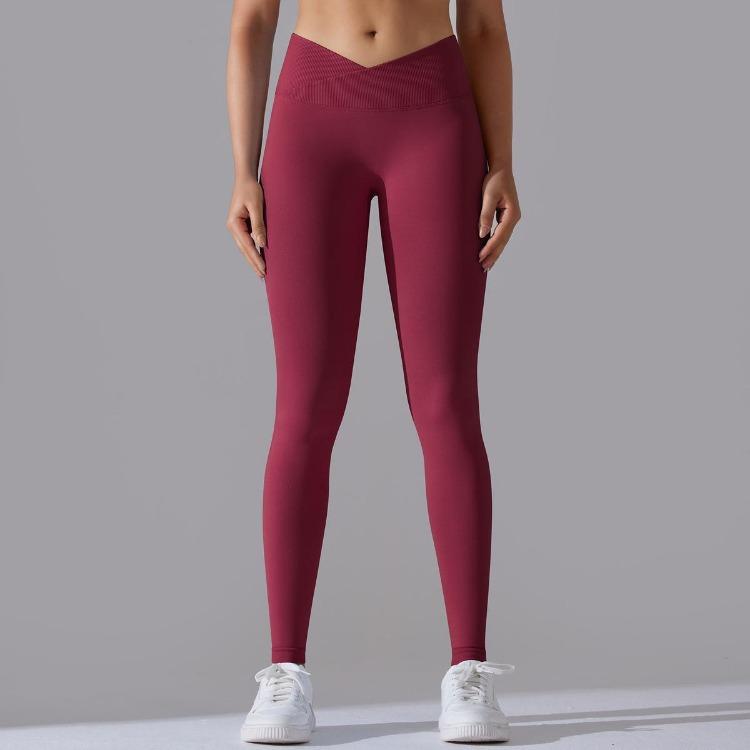 

Nessaj Women High Waist Yoga Leggings Running Cycling Tights Hip Lift Exercise Trousers Seamless Knit Outdoor Workout S вино красного