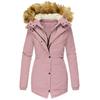 Women's Winter Warm Collar Zipper Long-sleeved Slim Cotton-padded Coat Coat Hooded Coat