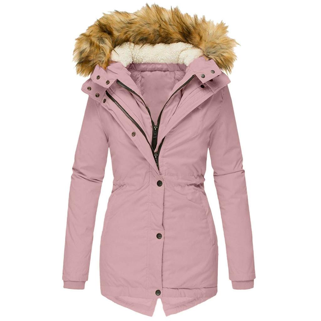 Women's Winter Warm Collar Zipper Long-sleeved Slim Cotton-padded Coat Coat Hooded Coat