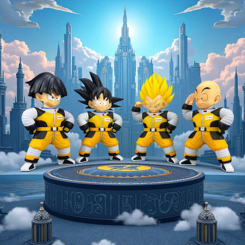 Dragon Ball Anime Q Version Action Figures Astronaut Suit Goku Gohan Krillin Vegeta Collectible Desktop Decoration Statue