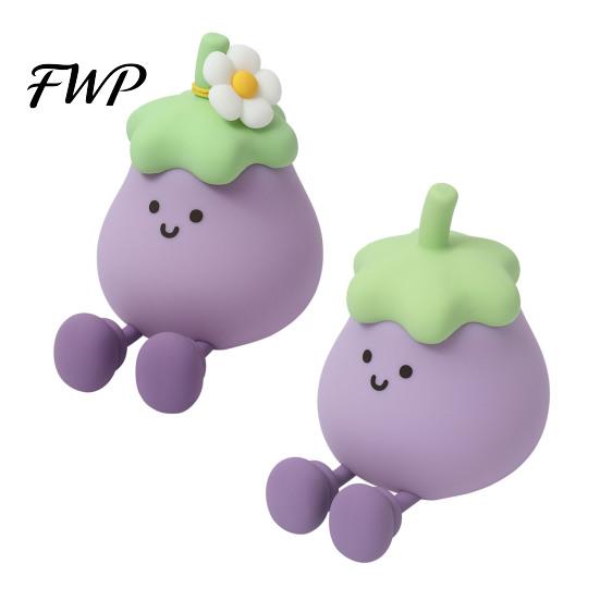 Cute Eggplant Night Light Light, Tap Touch Control Bedside Lamp, 3 Brightness Levels & Kids Bedroom Lighting Auto 30-Min Timer, USB Rechargeable