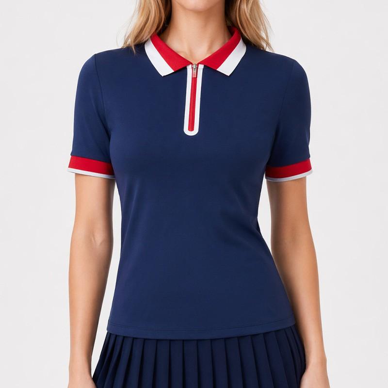 Womens Breathable Fitness Tee Slimming Loose Short Sleeve Polo Top Gym Running Tennis Golf