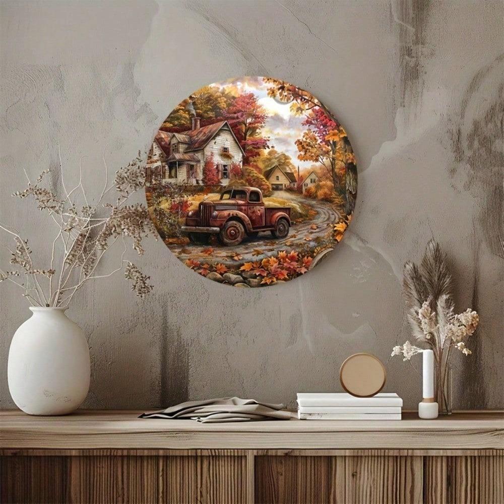 Vintage 8x12 Inch Metal Tin Sign Retro Farmhouse Wall Art Truck Landscape Decor