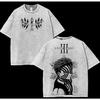 Anime Demon Slayer Retro Double Sided Washed Mens Super Large Tshirt SpringSummer New Style Suitable for Both Men and Women
