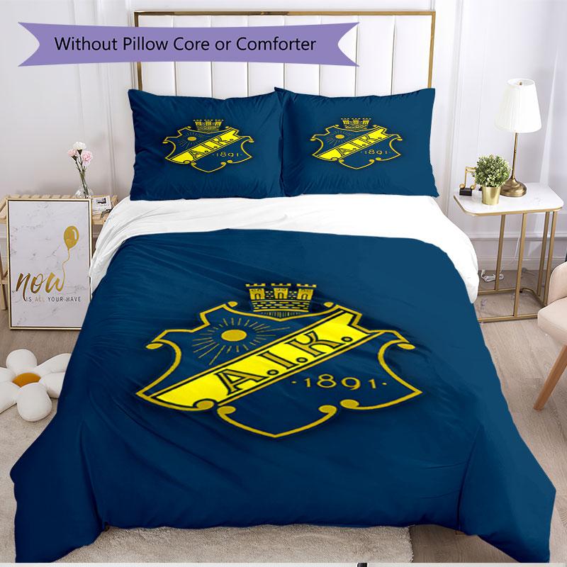 3pcs Duvet Cover Set (1*Duvet Cover + 2*Pillowcase, Without Core), AIK Fotboll Print Soft All‑Season Bedding Set, Home Bedroom Decor Gift