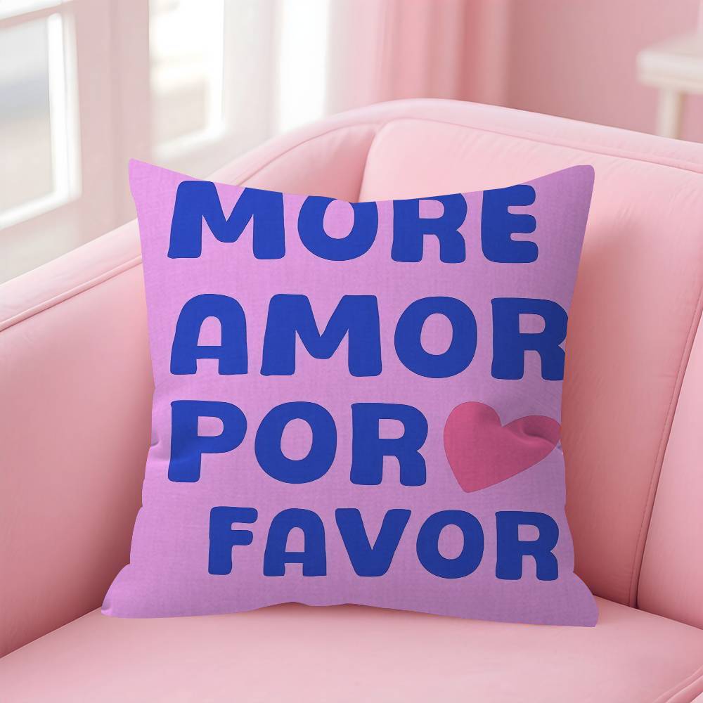 Nordic More Amor Por Favor Colorful Eclectic Pink Love Personalized Picture Text Home Decorative Pillows Household Gifts 45x45cm