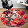 1pc Magnolia Bird Print Carpet for Office Non Slip, Round Carpet, Soft & Comfortable, Carpet for Office, Lightweight Round Floor Mat