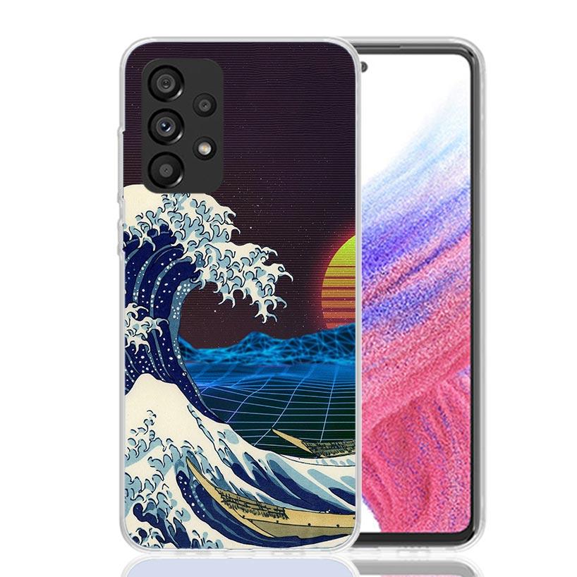 Japanese Style Wave Art Case Phone Cover for Samsung Galaxy A17 A16 A15 A14 A13 A56 A55 A54 A53 A36 A35 A34 A33 A26 A25 A24 A23