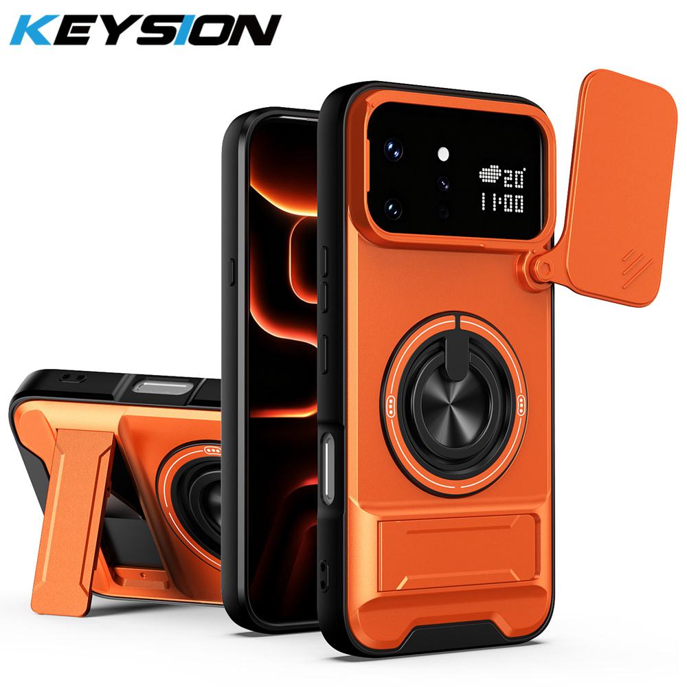 KEYSION Magnetic Phone Case for Infinix Note 60 Ultra 5G Slide Camera Protection Upright Stand 360° Ring Shockproof Back Cover