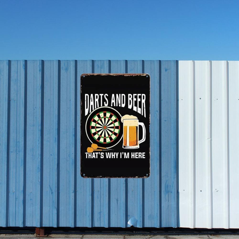 1 szt. Vintage Metalowy Znak Blaszany Retro Sztuka Ścienna do Baru, Pokoju Gier, Pubu - Humorystyczna Dekoracja Domu dla Graczy w Darta i Miłośników Piwa