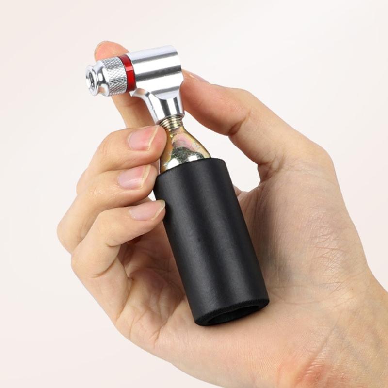 Portable Tire Inflator with Insulating Sleeve Bicycles Cartridge Pump Small Bike Pump CO2 Inflator Bicycles Accessories