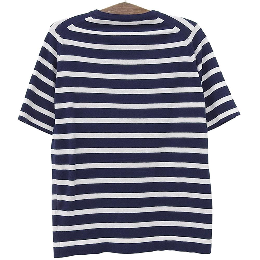 JOHN SMEDLEY Excellent condition Sea Island cotton stripe knit top, men's, navy and white, size M tops M Navy / WhiteUsed