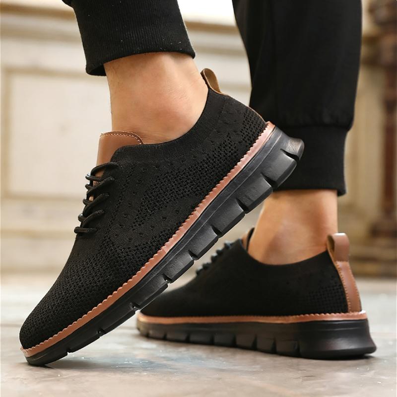 Men's Retro Knit Sneakers Breathable Mesh Casual Shoes Fashion Cloud-Like Cushion Sole Non-Slip Comfortable Flats Walking Shoes