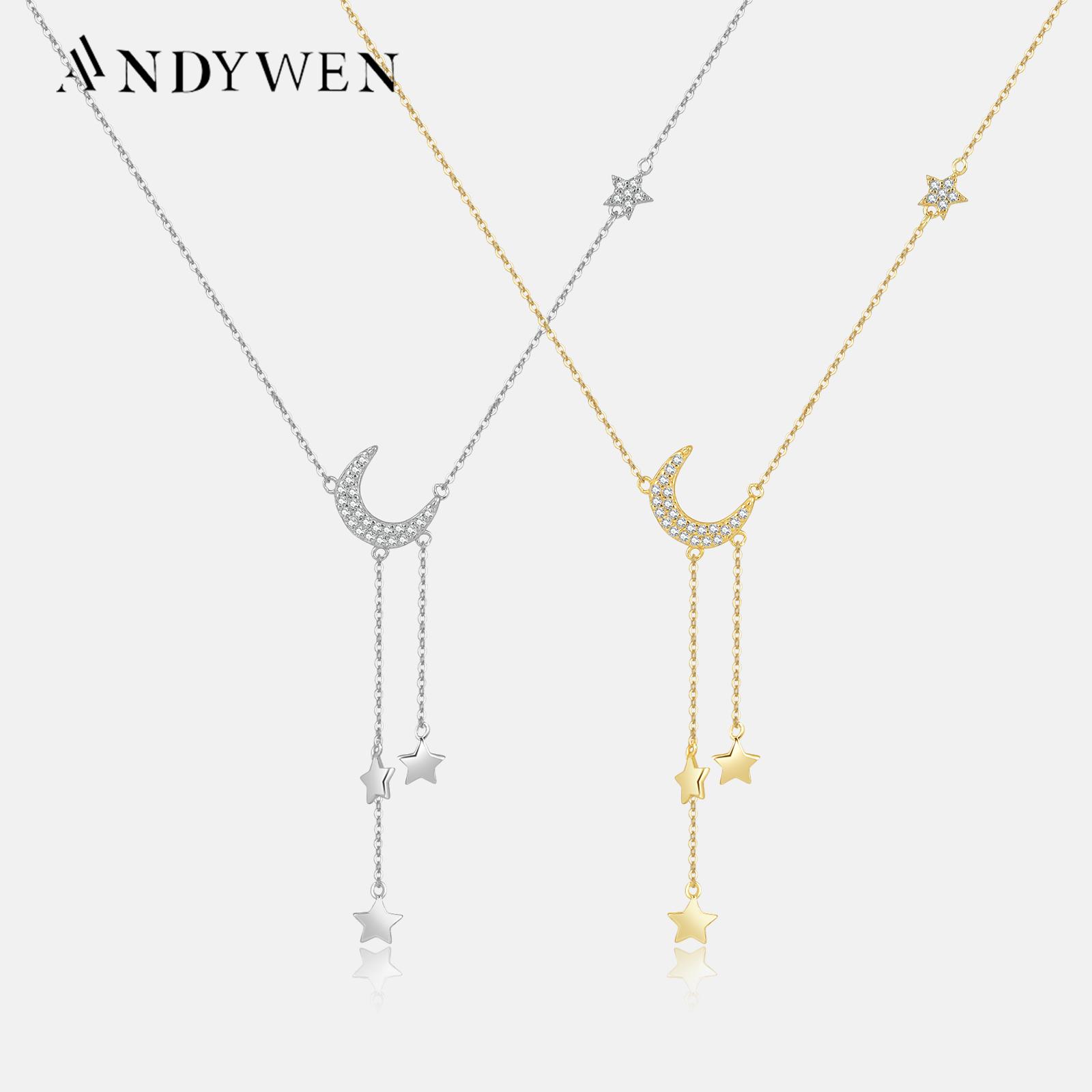 

ANDYWEN, стерлинговое серебро 925 пробы, золото, квадратный CZ, подвеска, длинная цепочка, ожерелье, 2023, зимнее, рождественское, роскошные ювелирные изделия