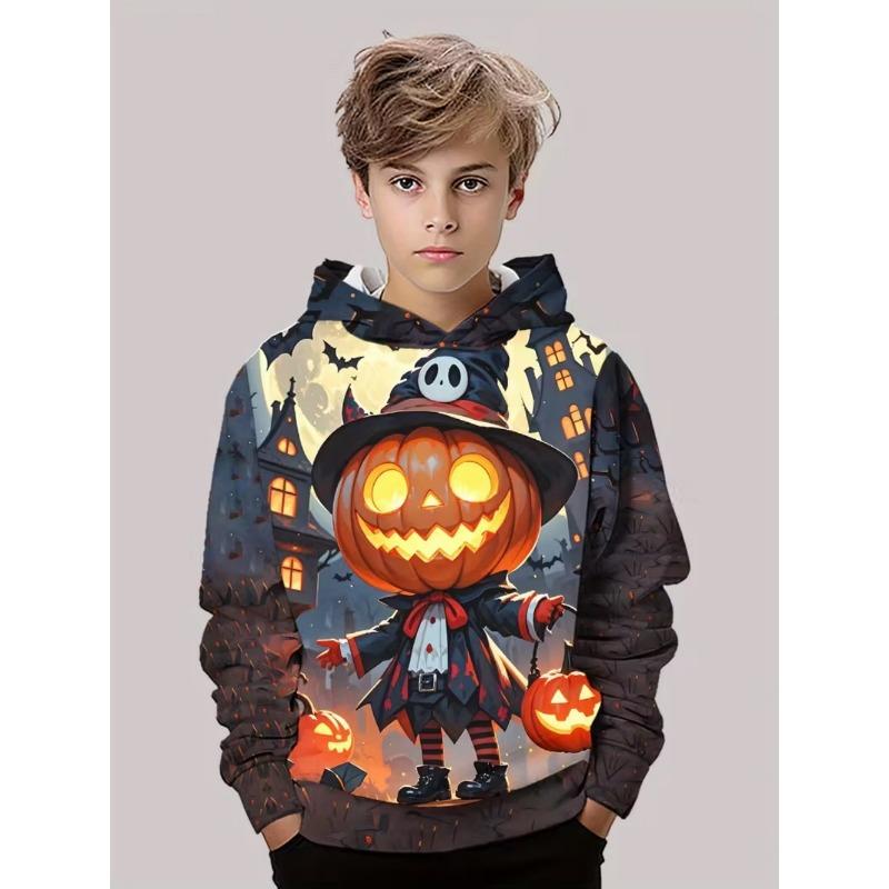 Spring And Autumn Fashion Men's Hoodie Anime Pumpkin Pattern 3D Print Sweatshirt Hoodies Street Casual Boy Sweatshirt Men's Oversized Top Clothing