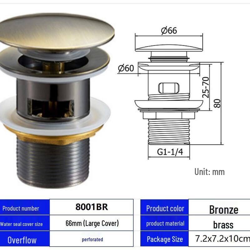 Древний бронзовый pop-up слив для раковины