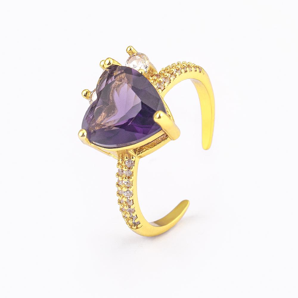 Nidin Korean Fashion Love Heart Zircon Open Rings 5 Colors for Female Cute Sweet Girls Romantic Wedding Gift Jewelry Accessories