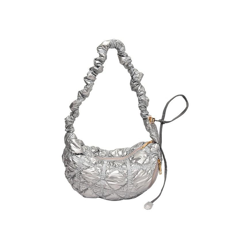 

Cloud Bag New All-matching Solid Color Pleated Korean Style Simple Small Fresh Shoulder Large Capacity Casual Dumpling срібний