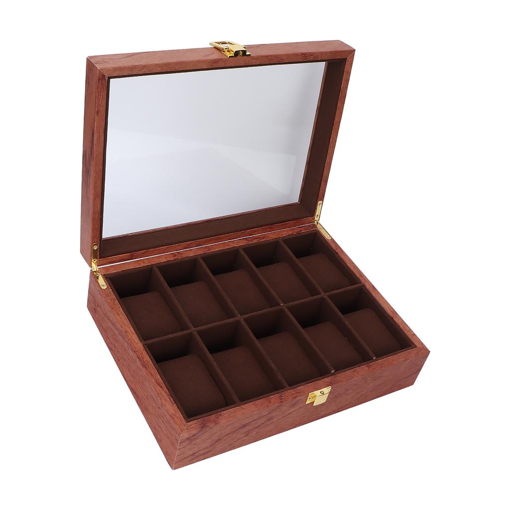 10 Slots Watch Dislpay Box Soft Pillow Watch Organizer Watch Storage Case with Glass Lid