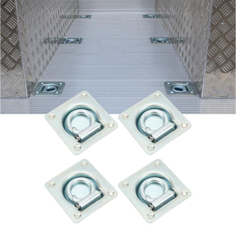 4pcs Recessed Trailer Rope Ring Stainless Steel Tie Down D Ring 2000lb Breaking Force Cargo Anchor For Vans Trailers