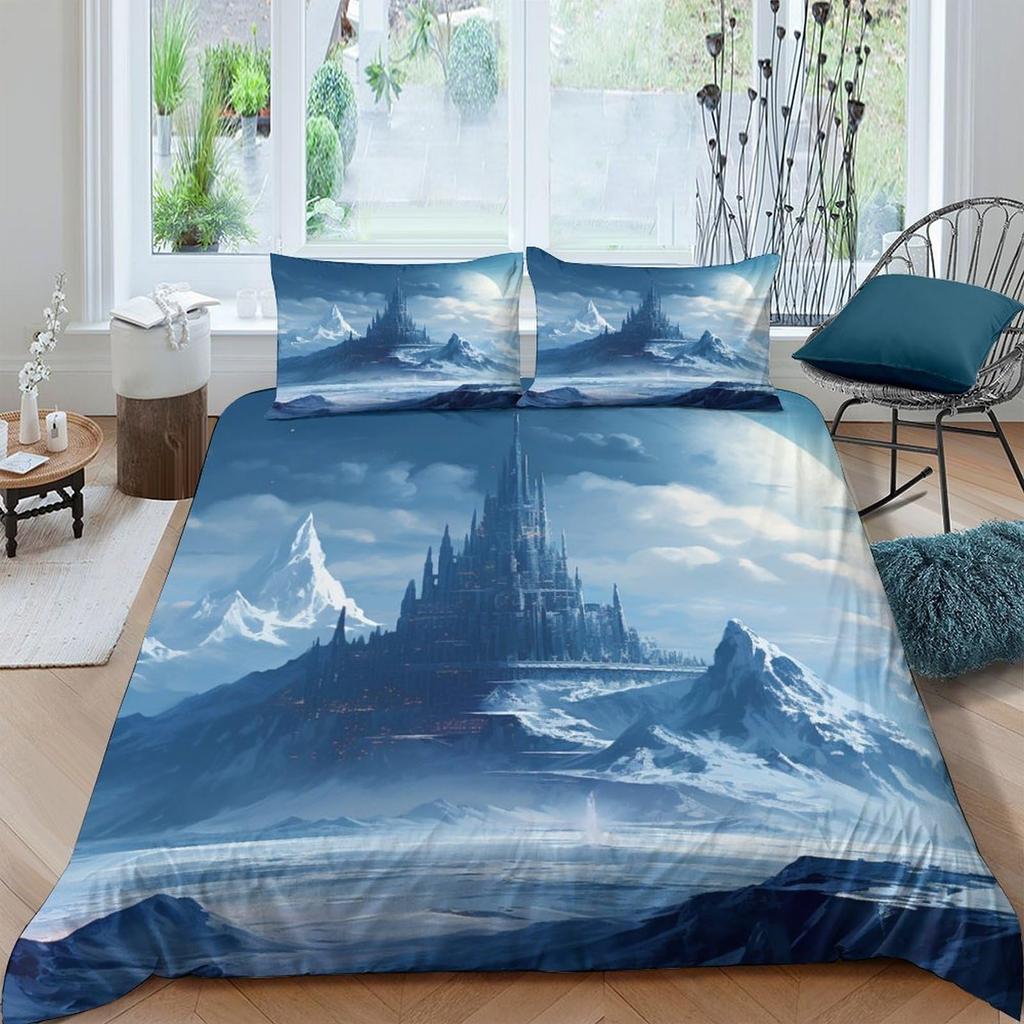 Glacier Duvet Cover Sets for Kids Teens Queen Quilt Covers Lightweight Down Bedroom Decor 2 Pillowcases 1 Duvet Cover No Quilt