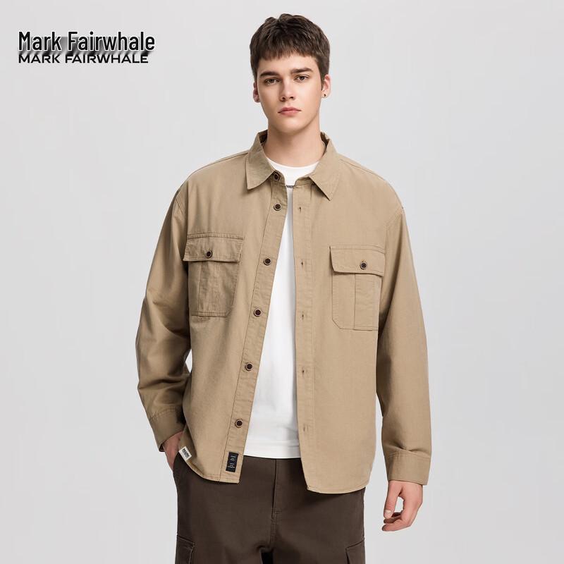 Mark Fairwhale Men s American Retro Apricot Lyocell Long-Sleeve Work Shirt 2XL