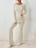 Women's Solid Color Sexy Casual Slim Fit New Fashion Temperament Knit Pants Set