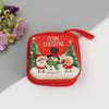 Square Christmas Zipper Tinplate Coin Purse and Key/Earphone/Data Cable Storage Box