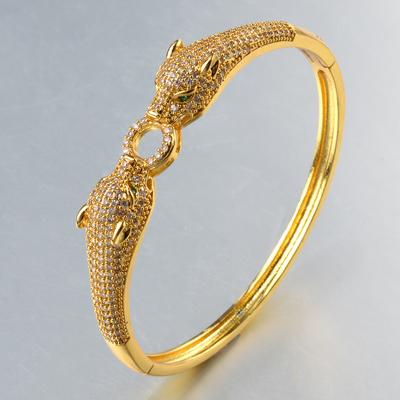Gold Silver Color Leopard Head Bracelets for Women Men 18K Gold Plated Bangle Luxury CZ Zircon 2024 Fashion Punk Jewelry Gifts
