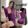 Fan Lei Sexy European Deep V Lace See-through Secretary Bodycon Dress 485-1