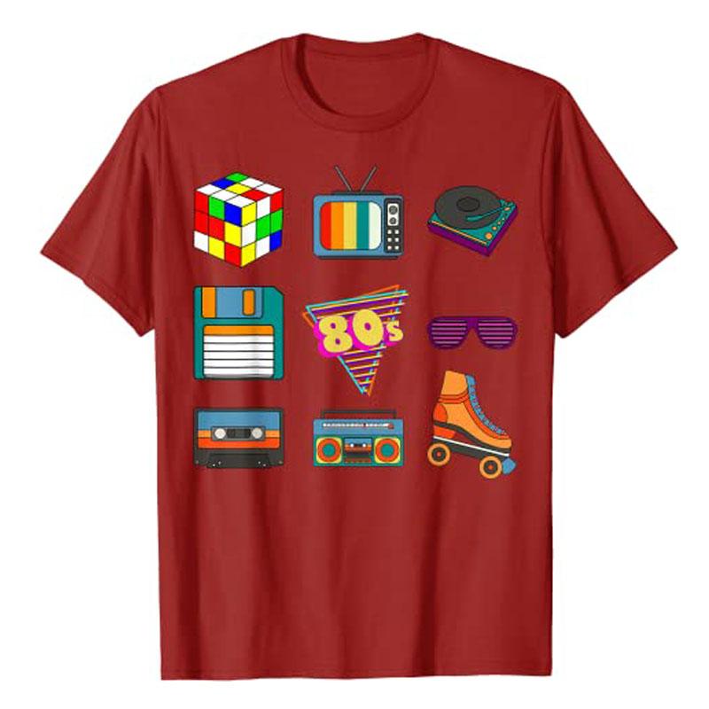 80s Retro Fashion Throwback Culture Disco Music Party Lover Short Sleeve TShirt 1980s Pop Graphic Tee Tops Cool Friends Gifts S
