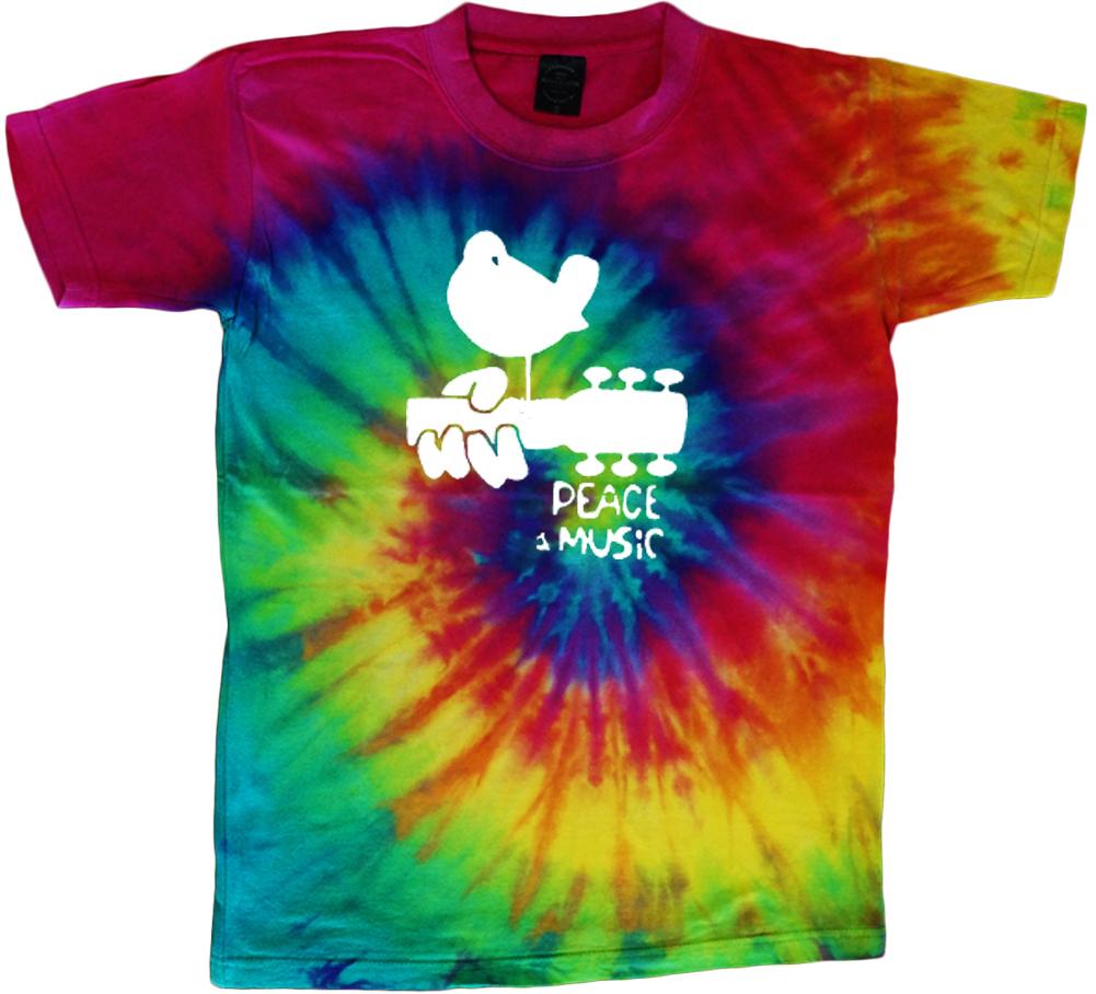 Woodstock tie dye t-shirt peace and music shirt tie dyed guitar shirt tee shirt M