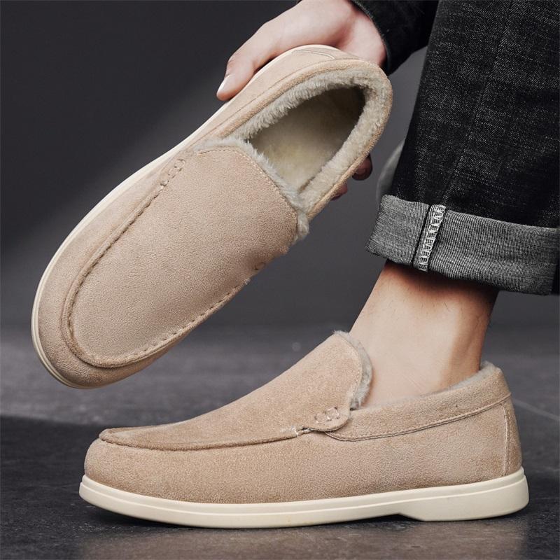 Fur Man Moccasins Large Size 39-48 Penny Loafers Men Casual Shoes Fleece-Lined Slip On Men's Flats Plush Male Driving Shoes 2026
