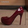 Burgundy Women's High Heels Elegant Fashion Ladies High Heel Pumps Slip-on Platform Shoes Female Sexy Sandals Zapatos De Mujer
