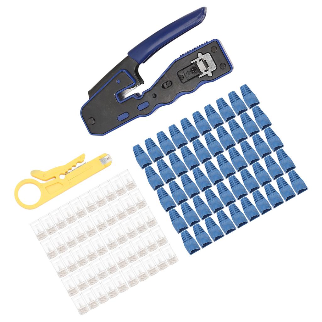 RJ45 Crimping Tool Multifunctional Ethernet Crimper Cutter Stripper for Cat5 Cat5e Cat6 Cat6A Pass