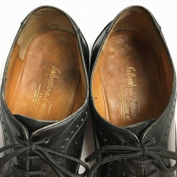 Salvatore Ferragamo Vintage Made In Italy Size 6.5EE (24.525.0cm) Wingtip Business Shoes Black Men's(USED)